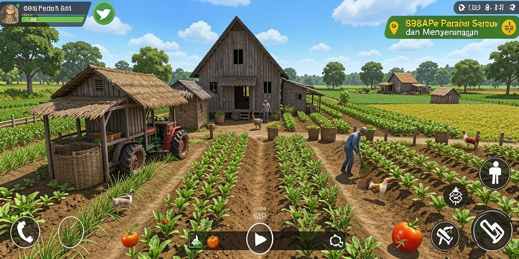 Tampilan screenshot 898A menampilkan aktivitas bertani yang seru dan interaktif.