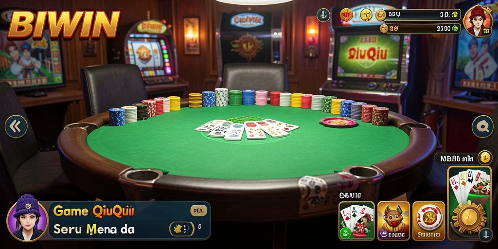 Tangkapan layar utama gameplay QiuQiu menunjukkan suasana permainan yang menegangkan.