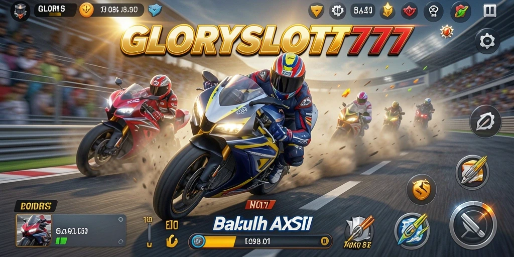 Tampilan gameplay GLORYSLOT777 yang memukau di lintasan balap.