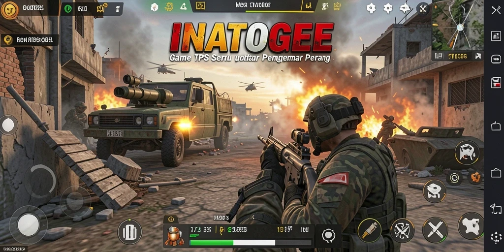 Tampilan gameplay seru INATOGEL dalam pertempuran TPS.