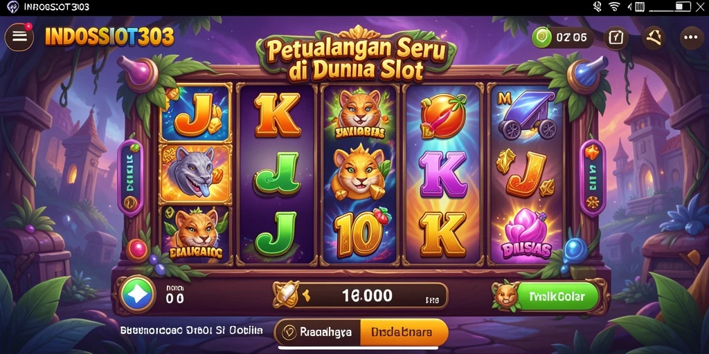 Screenshot utama INDOSLOT303 menampilkan gameplay yang penuh warna dan dinamis.