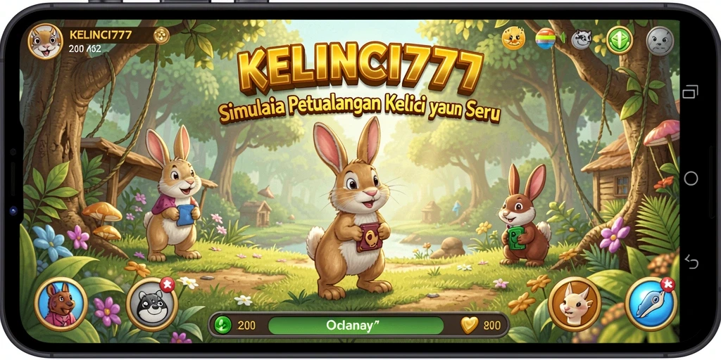 Screenshot KELINCI777 menampilkan kelinci-kelinci yang sedang bermain di dunia yang cerah.