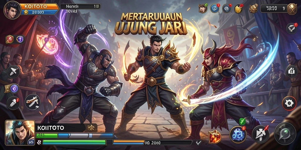 Screenshot gameplay KOITOTO menampilkan aksi pertarungan yang seru.