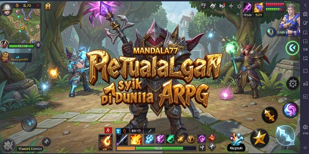 Screenshot menampilkan aksi pertarungan seru dalam game ARPG MANDALA77.
