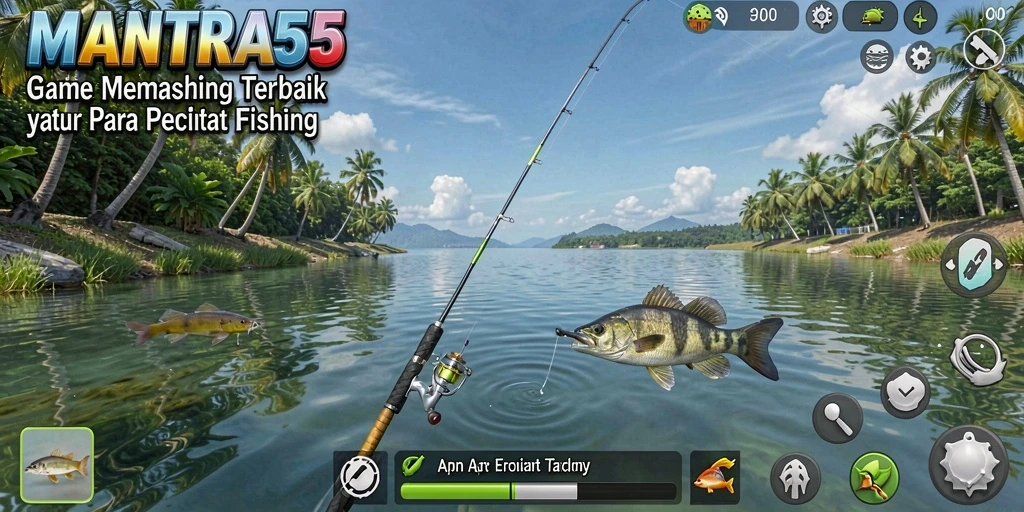Gameplay memancing realistis di dalam MANTRA55 dengan grafis menawan.