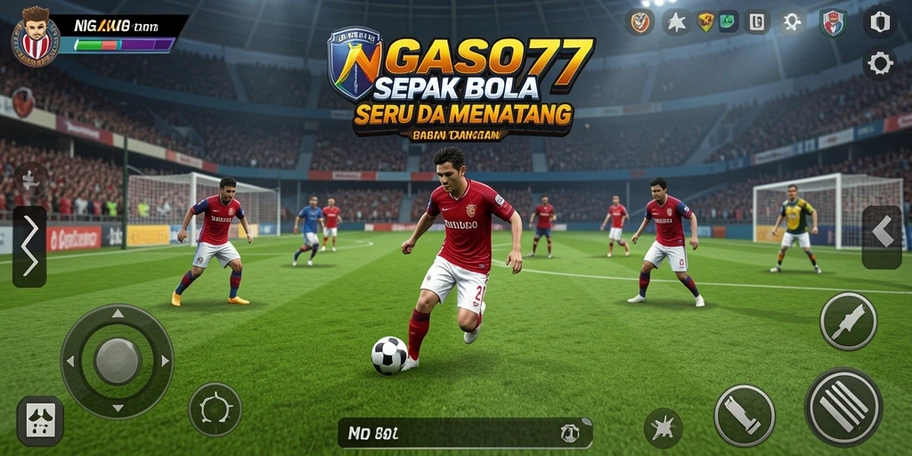 Tampilan gameplay seru dalam NGASO77 dengan aksi sepak bola yang mendebarkan.