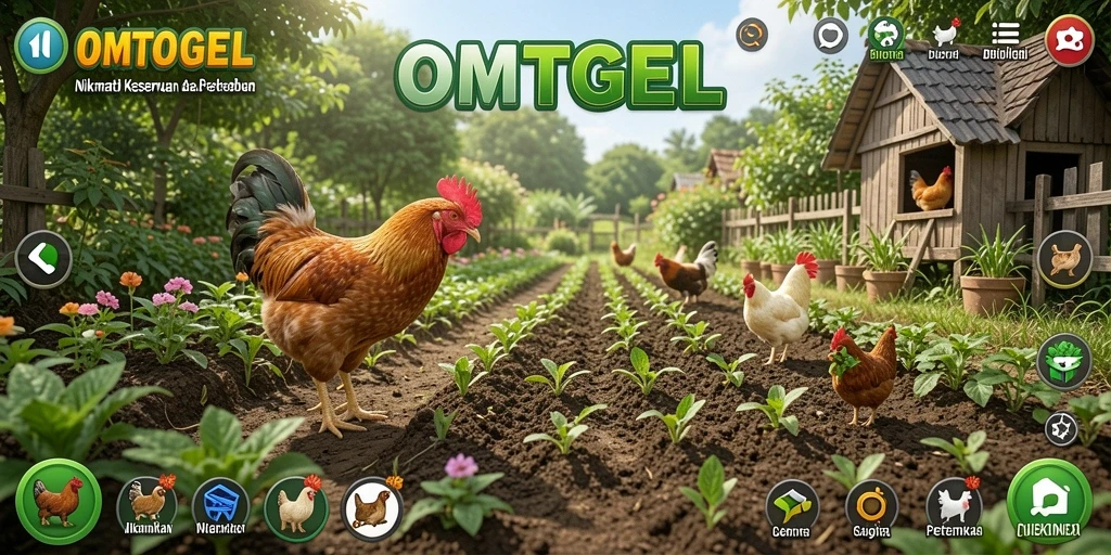 Gameplay seru OMTOGEL yang menggambarkan aktivitas bertani dan beternak.