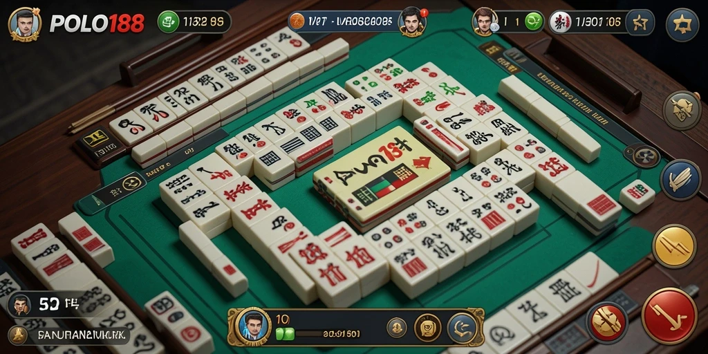 Tampilan gameplay seru di POLO188 yang menampilkan keasyikan bermain Mahjong.