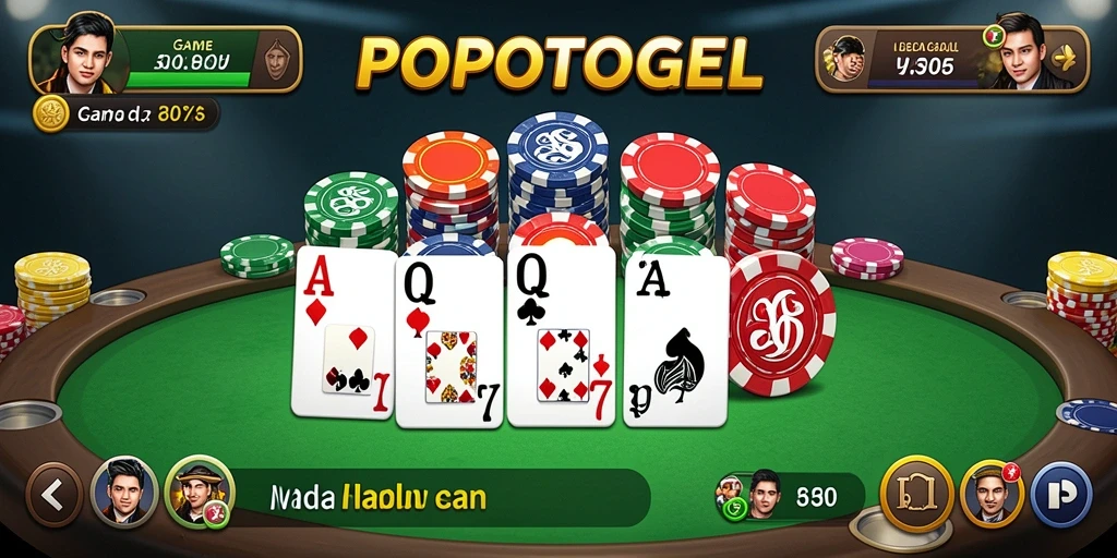Tampilan gameplay Gaple yang seru dan interaktif di POPOTOGEL.