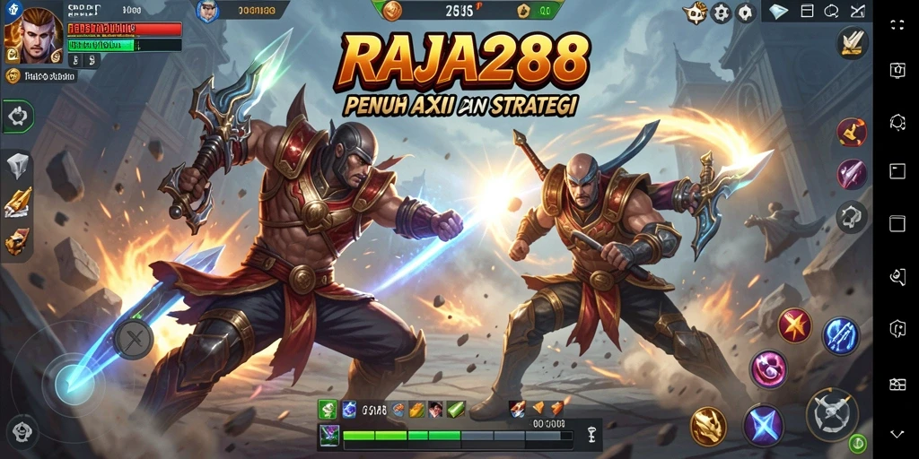 Screenshot gameplay menampilkan aksi pertarungan seru di RAJA288.