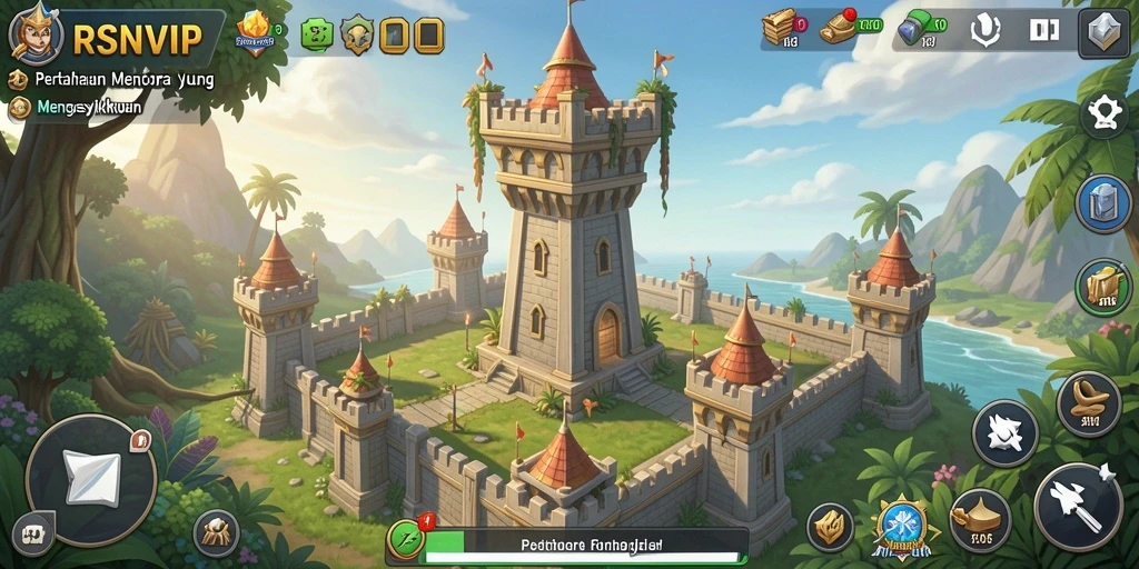 Screenshot gameplay RSNVIP menampilkan aksi pertahanan yang intens.