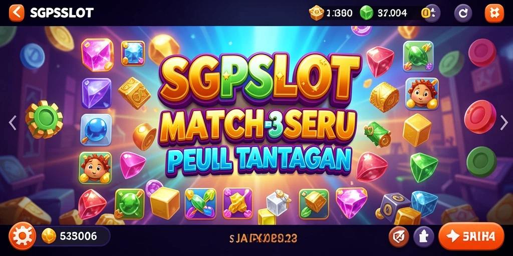 Tampilan gameplay seru SGPSLOT dengan kombinasi warna-warni Match-3.
