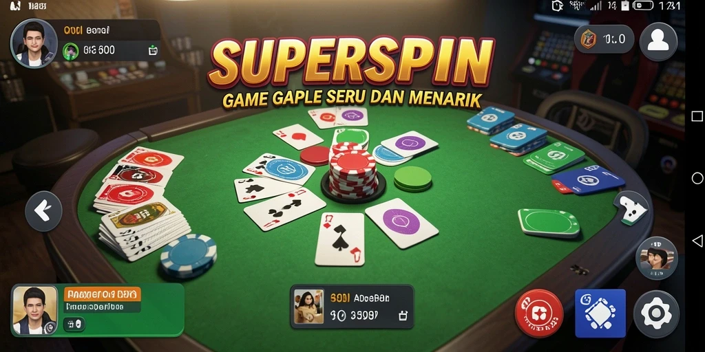 Screenshot gameplay SUPERSPIN yang menampilkan keseruan bermain Gaple.