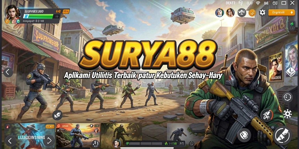 Tampilan aplikasi SURYA88 dengan fitur utilitas yang lengkap.