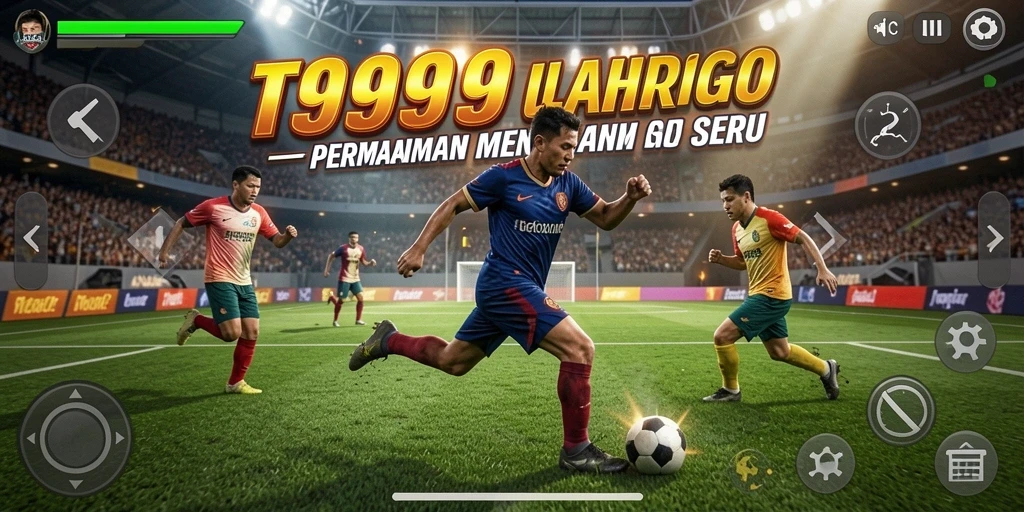 Tangkapan layar utama T9999 menampilkan aksi seru dalam permainan olahraga.