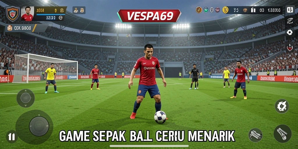 Tangkapan layar VESPA69 yang menampilkan aksi pertandingan sepak bola.